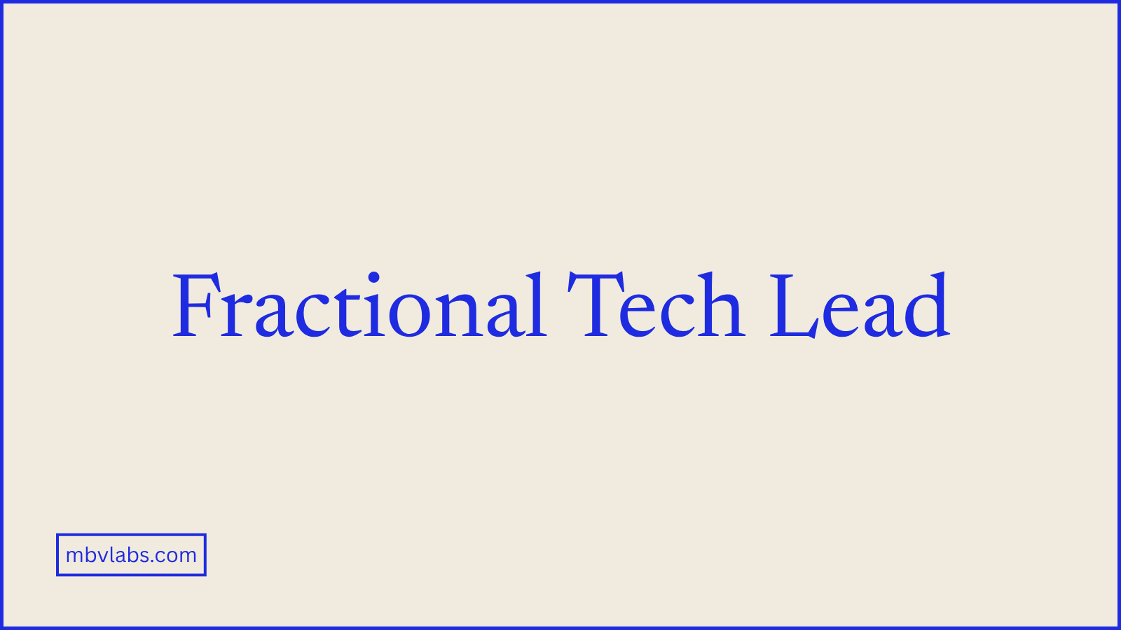 What Is a Fractional Tech Lead? When Founders Need One Who Still Ships